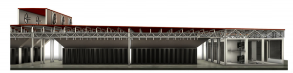 Sectional view of two 40’ chassis