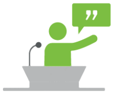 Speaker presenting at a podium