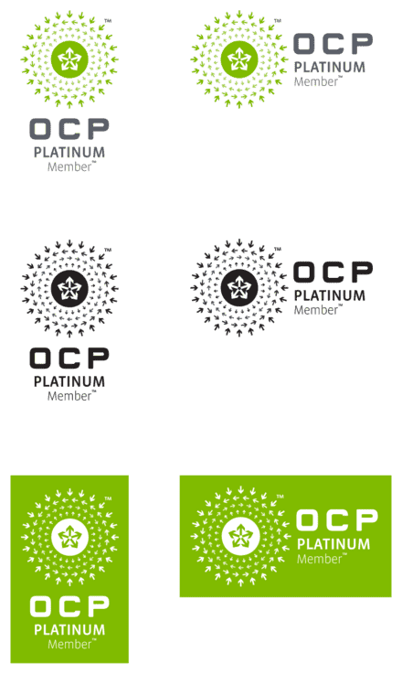 Platinum membership logo shown in vertical and horizontal orientations in full color, black, and white on green